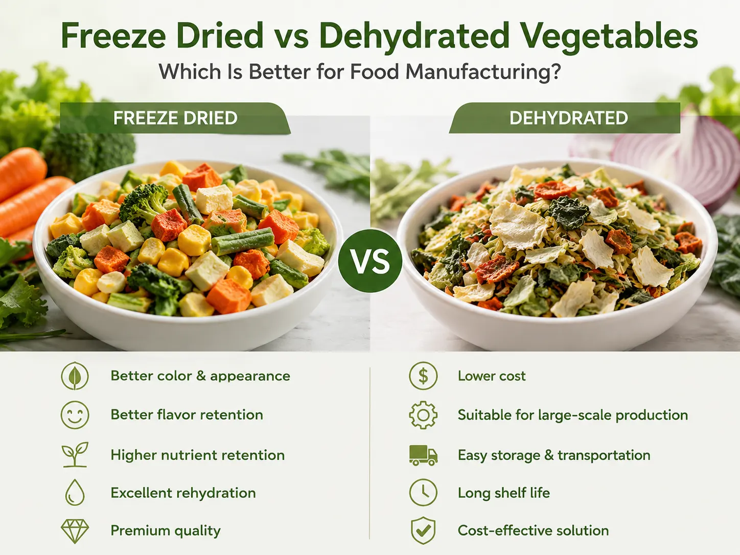 freeze dried vs dehydrated vegetables