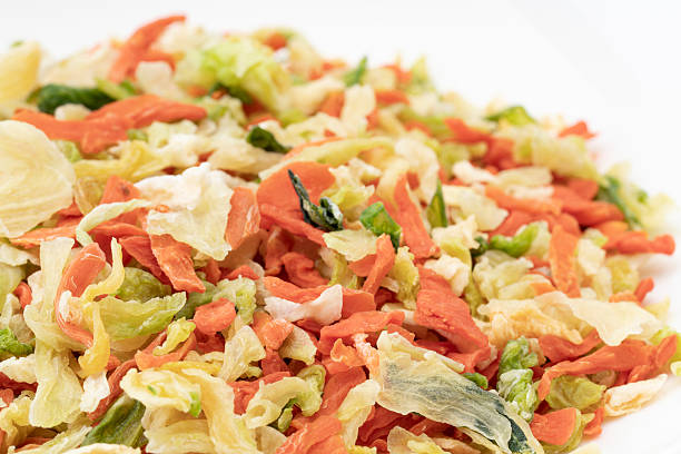 close up of topping mix of dried vegetables Vegetable quality detail view